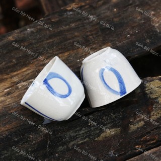 Bộ 10 Cái Chung Gốm Nhỏ Men Nâu/Trắng Ăn Hột Vịt Lộn - Gốm Xưa Lái Thiêu Cho Ngươi Hoài Niệm