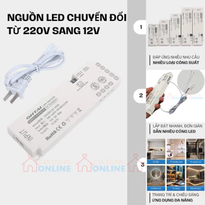 Bộ chuyển đổi 220V-12V nguồn đèn led tủ nhiều cổng, có cổng gắn cảm biến bật tắt, cổng hoạt động song song chính hãng
