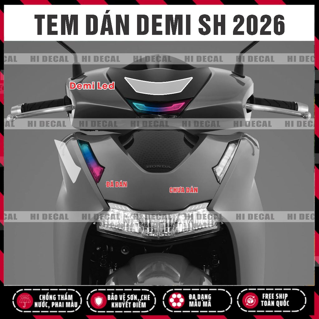 Tem dán đèn demi Sh 2026 - decal dán đổi màu bảo vệ đèn xi nhan demi Honda sh 125, 150,160, 350 chống nước - Hidecal