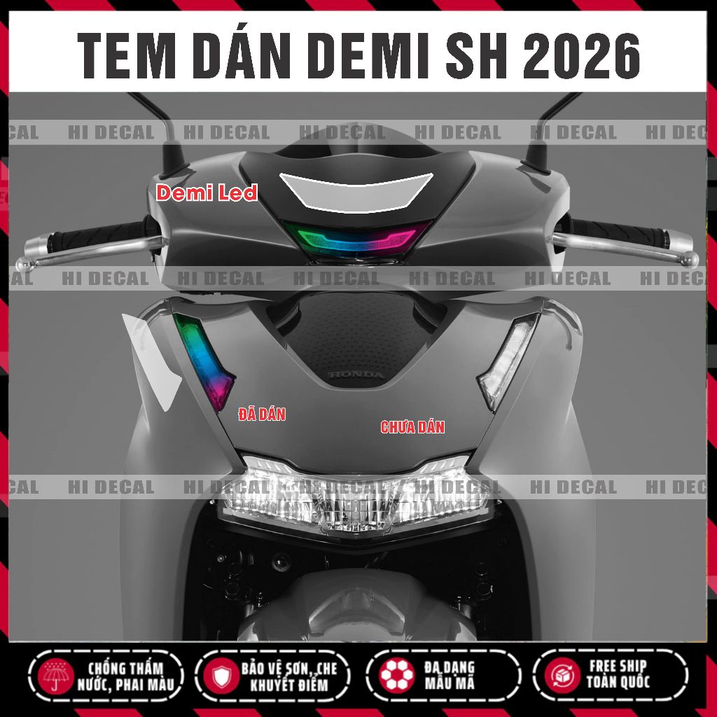 Tem dán đèn demi Sh 2026 - decal dán đổi màu bảo vệ đèn xi nhan demi Honda sh 125, 150,160, 350 chống nước - Hidecal