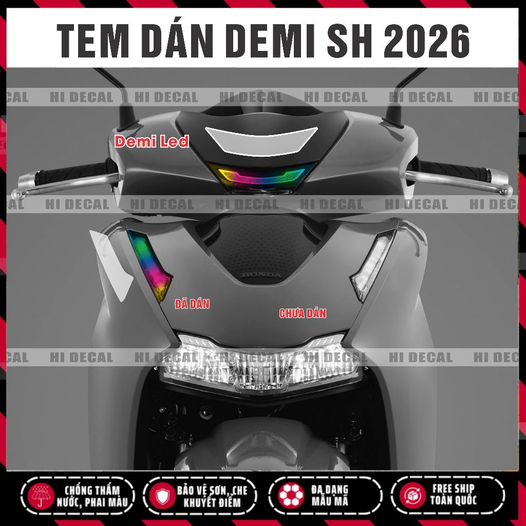 Tem dán đèn demi Sh 2026 - decal dán đổi màu bảo vệ đèn xi nhan demi Honda sh 125, 150,160, 350 chống nước - Hidecal