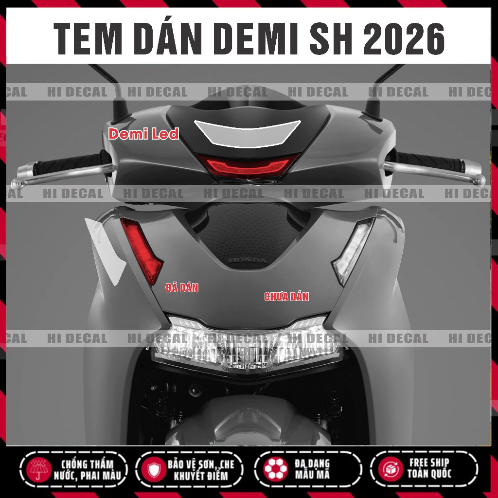 Tem dán đèn demi Sh 2026 - decal dán đổi màu bảo vệ đèn xi nhan demi Honda sh 125, 150,160, 350 chống nước - Hidecal