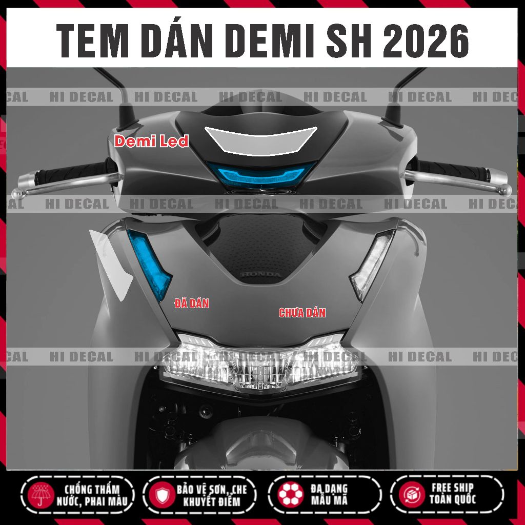 Tem dán đèn demi Sh 2026 - decal dán đổi màu bảo vệ đèn xi nhan demi Honda sh 125, 150,160, 350 chống nước - Hidecal
