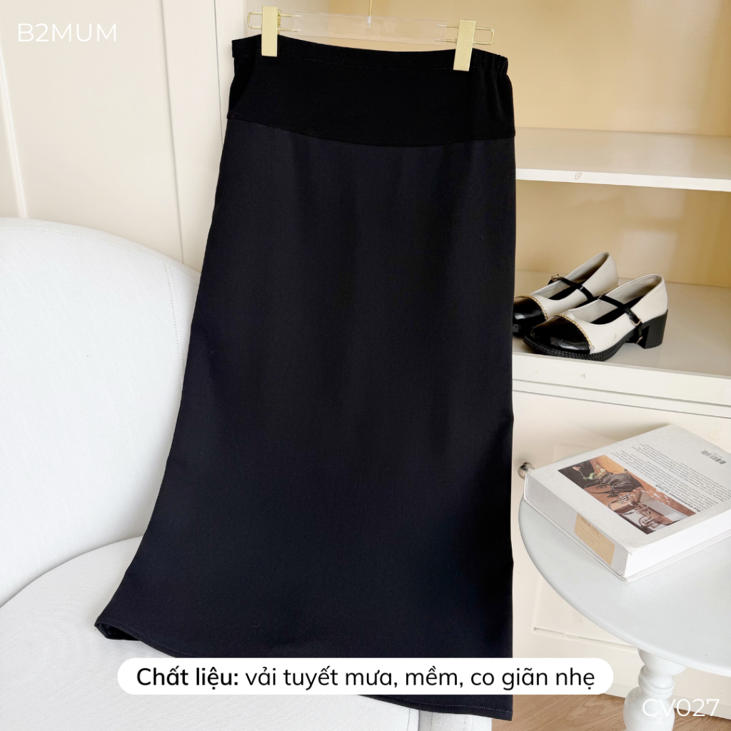 Chân Váy Bầu Công Sở Chất Tuyết Mưa Mềm Mát, Co Giãn Nhẹ, Giấu Bụng Tốt, Mặc Đi Làm Đi Chơi - Halo Skirt CV027 By B2MUM