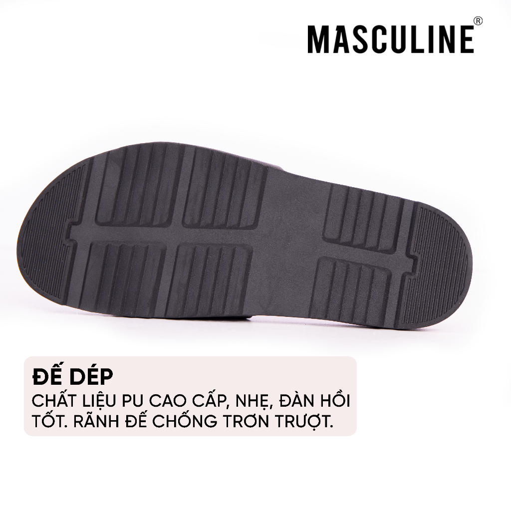 Dép nam MASCULINE MDN602 quai ngang da microfiber mềm êm chân đế PU chống trượt