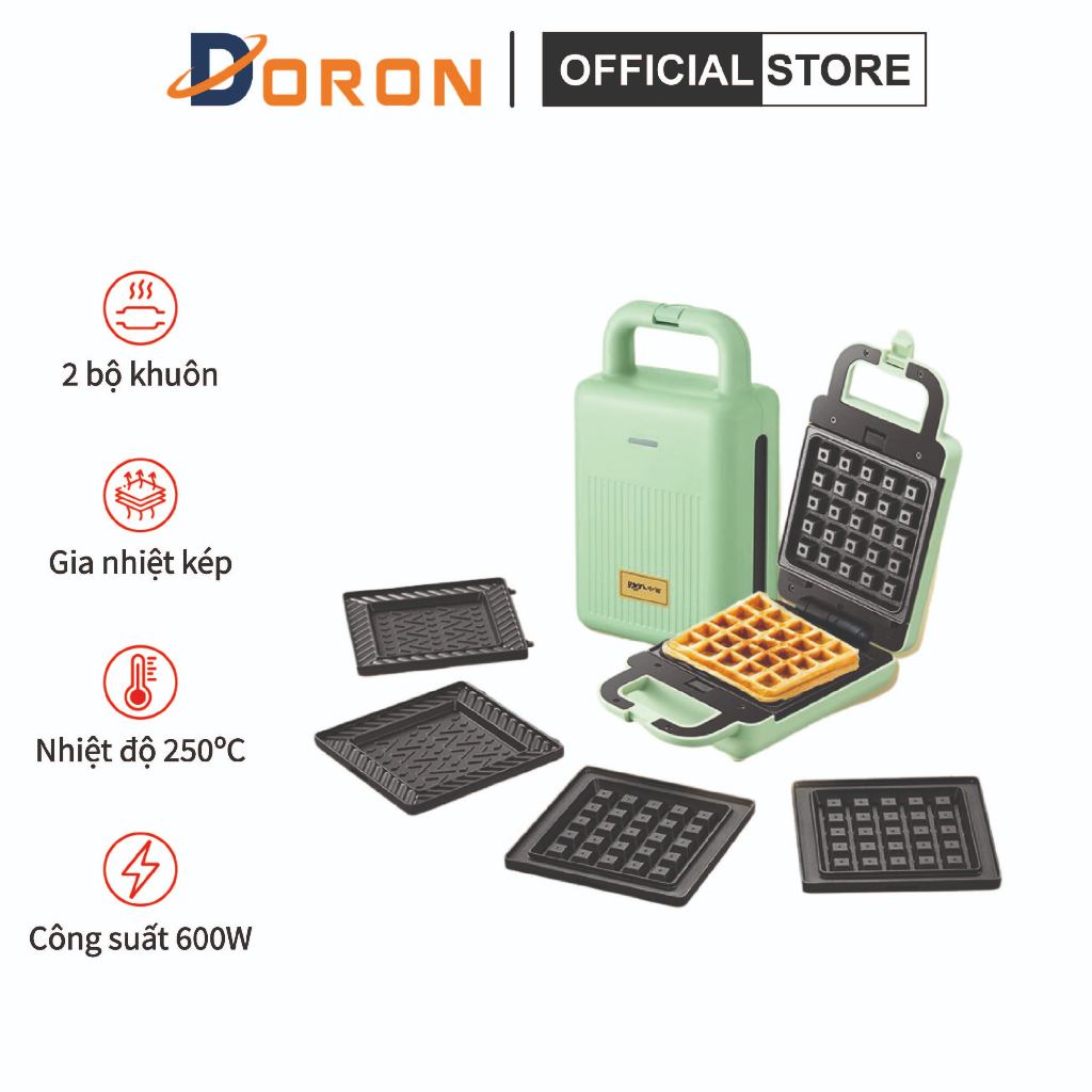 Máy nướng làm bánh BEAR 600W gia nhiệt kép 2 mặt, chống dính telfon siêu bền