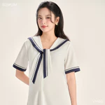 Váy Bầu Dáng Suông Chữ A Cộc Tay, Cổ Thủy Thủ, Thoáng Mát Mềm Mịn, Mặc Đi Làm Đi Chơi - Neva Dress V1455 By B2MUM — ảnh 7
