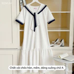 Váy Bầu Dáng Suông Chữ A Cộc Tay, Cổ Thủy Thủ, Thoáng Mát Mềm Mịn, Mặc Đi Làm Đi Chơi - Neva Dress V1455 By B2MUM — ảnh 2