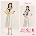 Váy Bầu Dáng Suông Chữ A Cộc Tay, Cổ Thủy Thủ, Thoáng Mát Mềm Mịn, Mặc Đi Làm Đi Chơi - Neva Dress V1455 By B2MUM — ảnh 1