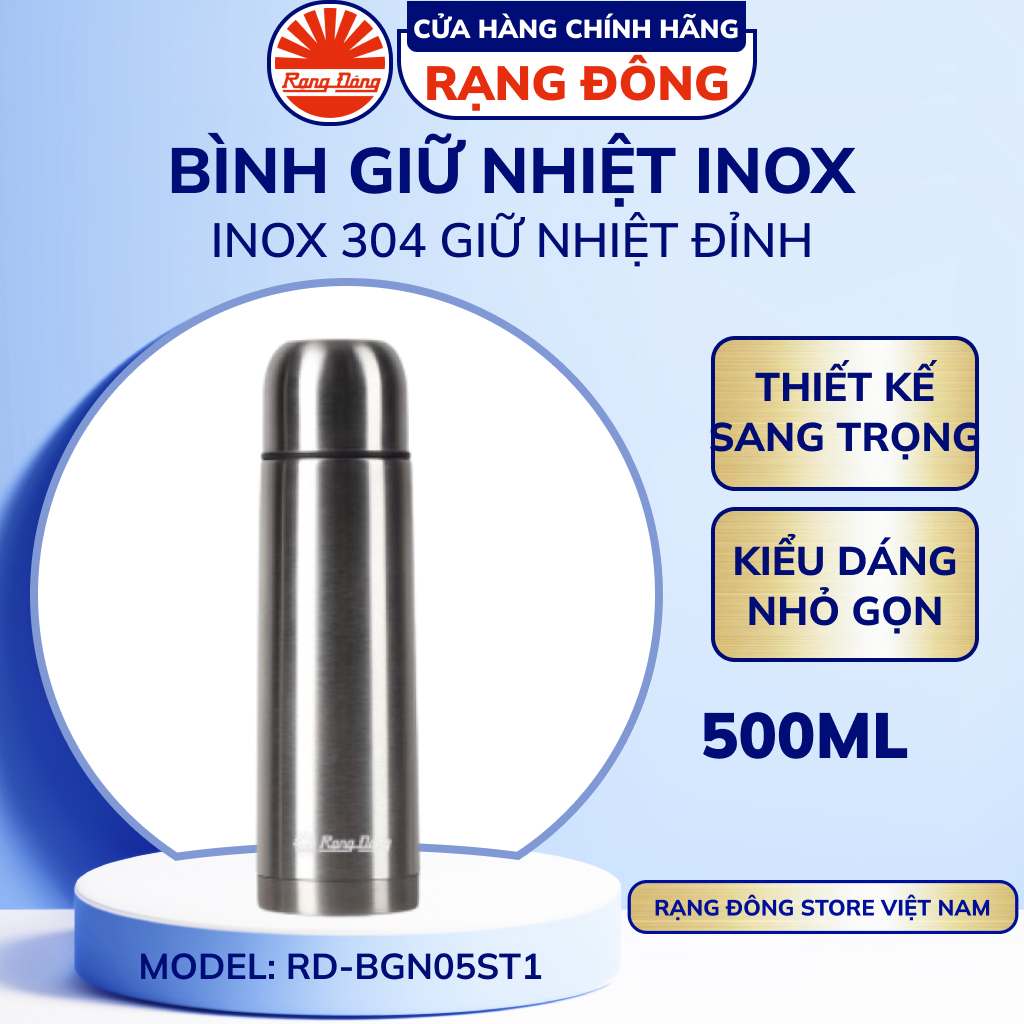 Bình Giữ Nhiệt Inox Rạng Đông 500ml Đựng Nước Nóng Lạnh Model:RD ...