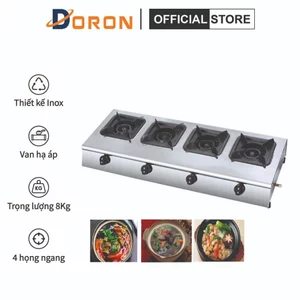 Bếp ga 4 cửa ngang chất liệu inox, vệ sinh dễ dàng
