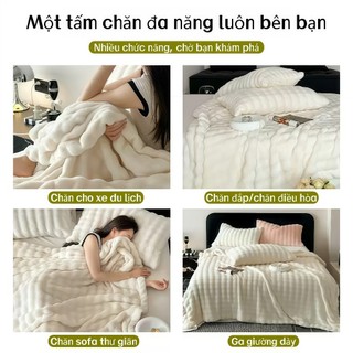 Chăn lông Mền điều hòa BONG BÓNG NHUNG Ấm áp Mềm mại Không rụng lông 1m2/1m5 Tấm chăn mỏng