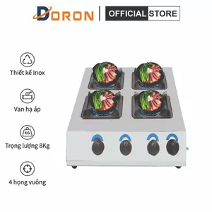 Bếp gas nấu mì cay 4 lò vuông 4 họng nấu cơm niêu, bánh xèo