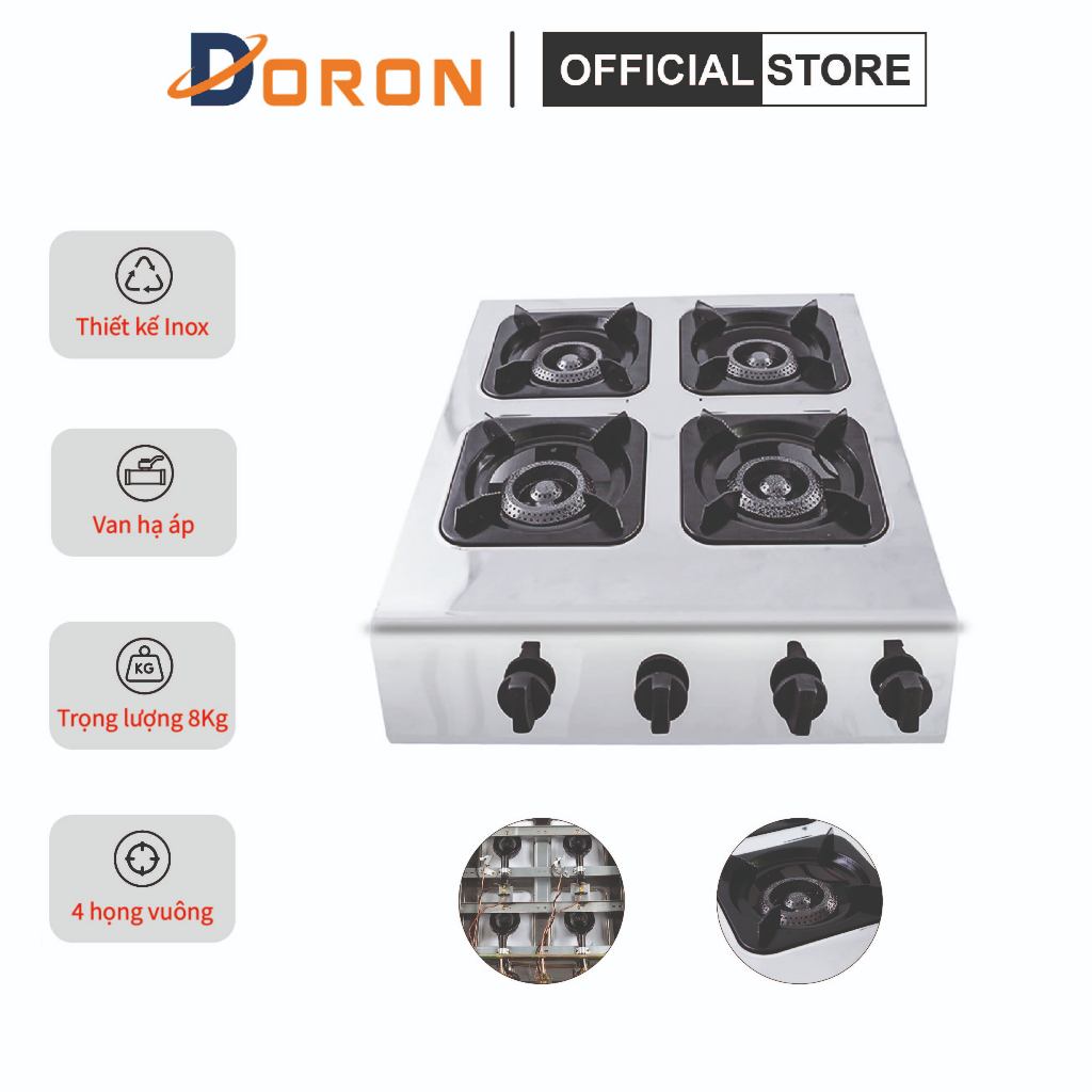 Bếp gas nấu mì cay 4 họng đốt nhiệt độ cao, ngọn lửa tỏa đều