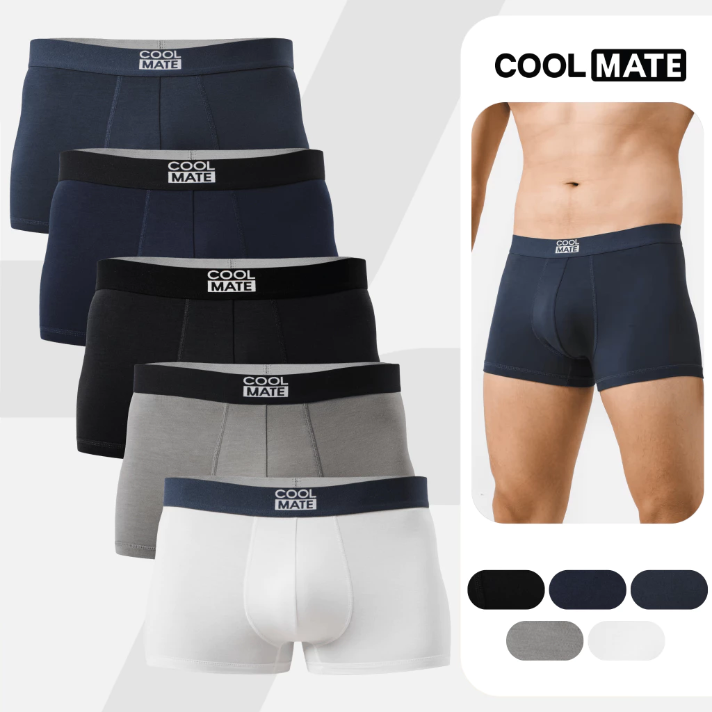 Combo 5 quần lót sịp nam Trunk Bamboo, Lenzing Modal, Airmesh mềm mại, kháng khuẩn, khử mùi Coolmate