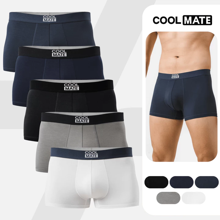 Combo 5 quần lót sịp nam Trunk Bamboo, Lenzing Modal, Airmesh mềm mại, kháng khuẩn, khử mùi Coolmate