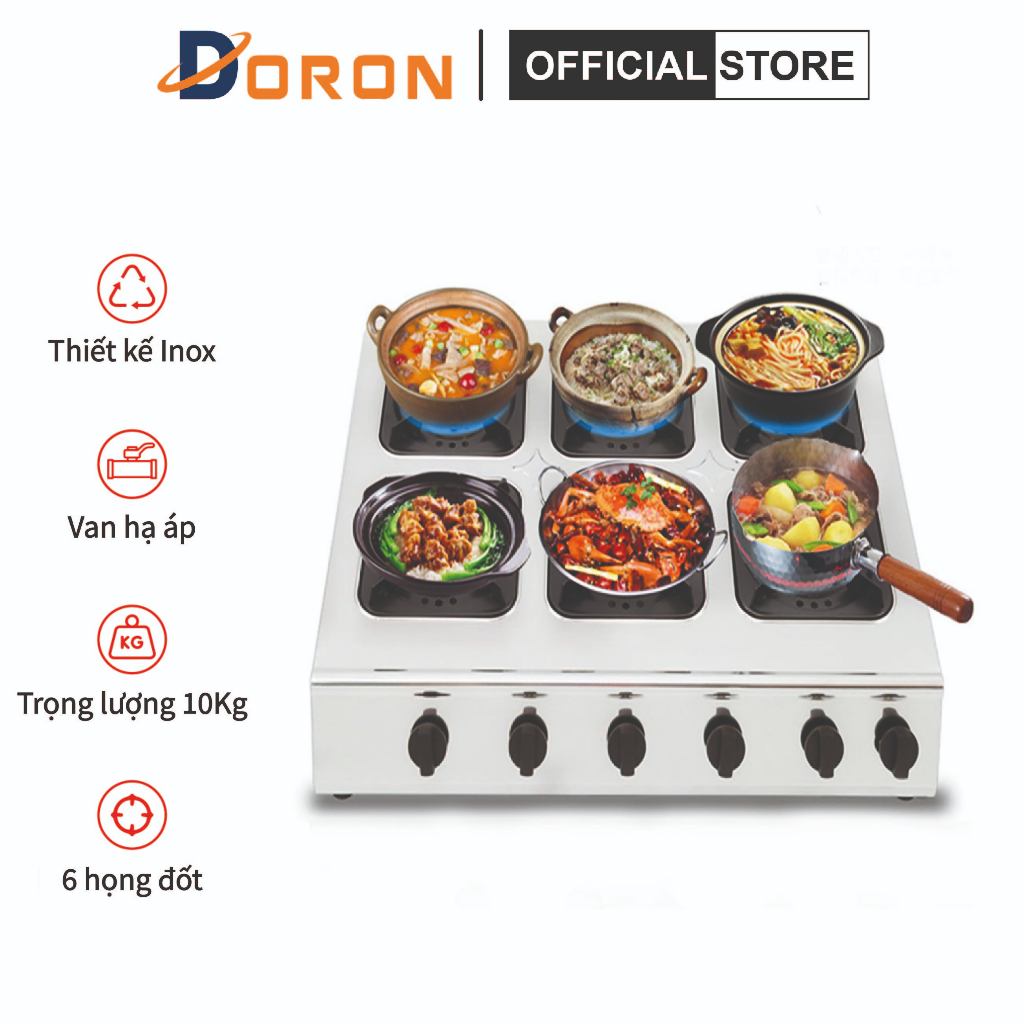 Bếp ga nấu mỳ cay 6 họng làm mì cay, bánh xèo, cơm niêu