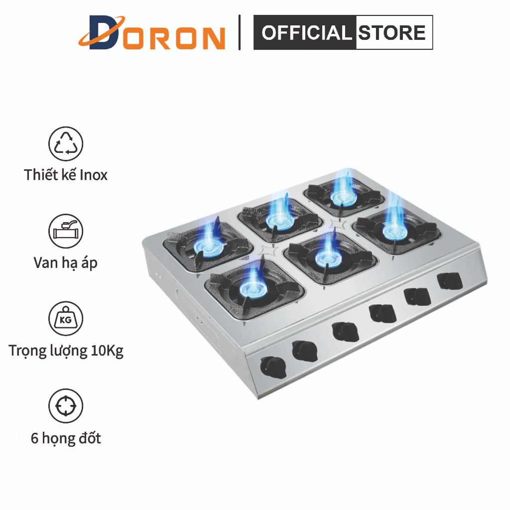 Bếp nấu mì cay bằng gas 6 họng làm mì cay, bánh xèo, cơm niêu