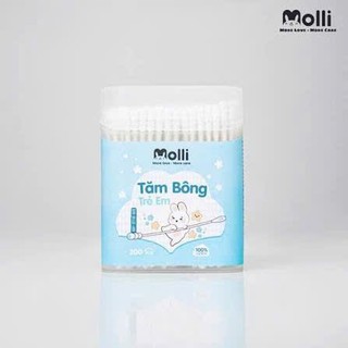 Tăm Bông Trẻ Em Cao Cấp đầu Bông Mềm Mại Thân Giấy Tự Nhiên Tiết Kiệm Hộp 400PCS MOL 3007