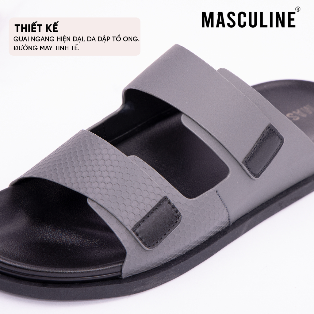 Dép nam trẻ MASCULINE MDN604 hai quai êm chân da microfiber đế PU chống trượt
