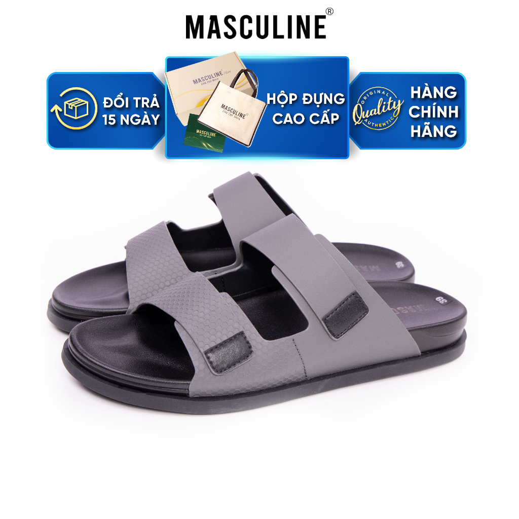 Dép nam trẻ MASCULINE MDN604 hai quai êm chân da microfiber đế PU chống trượt