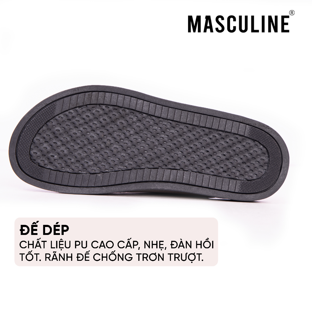 Dép nam thời trang MASCULINE MDN606 hai quai trẻ trung da microfiber cao cấp đế PU bền chắc