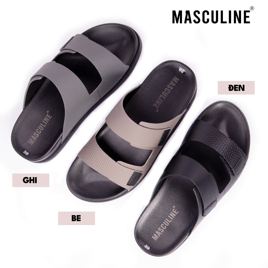 Dép nam trẻ MASCULINE MDN604 hai quai êm chân da microfiber đế PU chống trượt