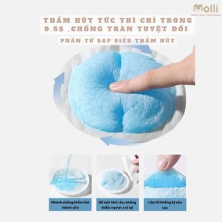 Miếng Lót Thấm Sữa MOLLI Siêu Thấm Hút Chống Trào Tổ Ong Mềm Mại Khô Thoáng Túi 50PCS MOL 3013