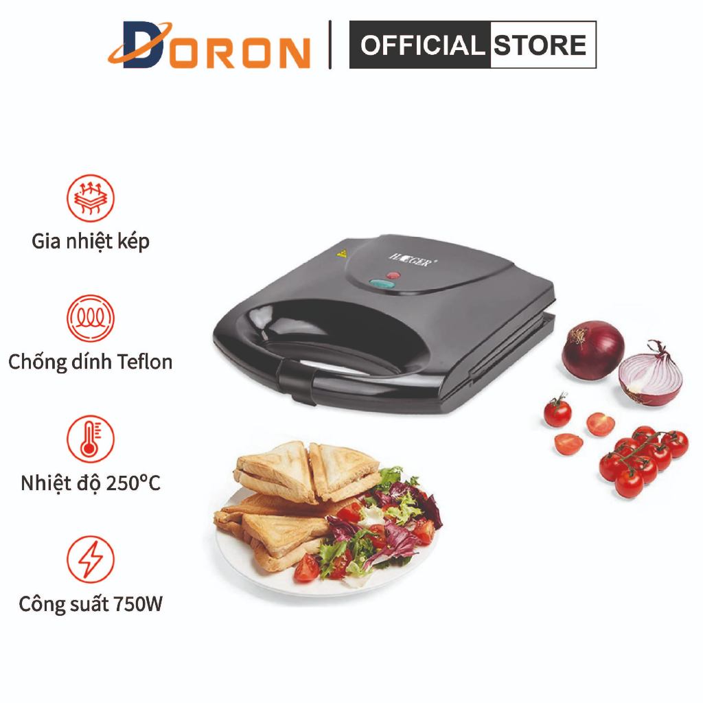 Máy nướng bánh mì sandwich RAF 750W kiểm soát nhiệt độ chính xác, bánh thơm ngon
