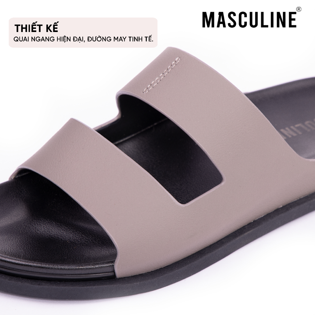 Dép nam thời trang MASCULINE MDN606 hai quai trẻ trung da microfiber cao cấp đế PU bền chắc