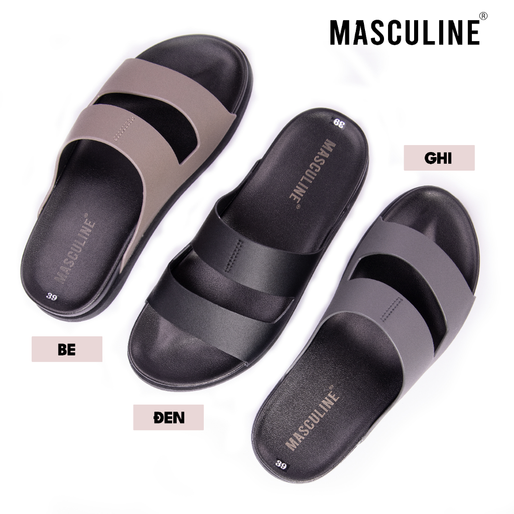 Dép nam thời trang MASCULINE MDN606 hai quai trẻ trung da microfiber cao cấp đế PU bền chắc