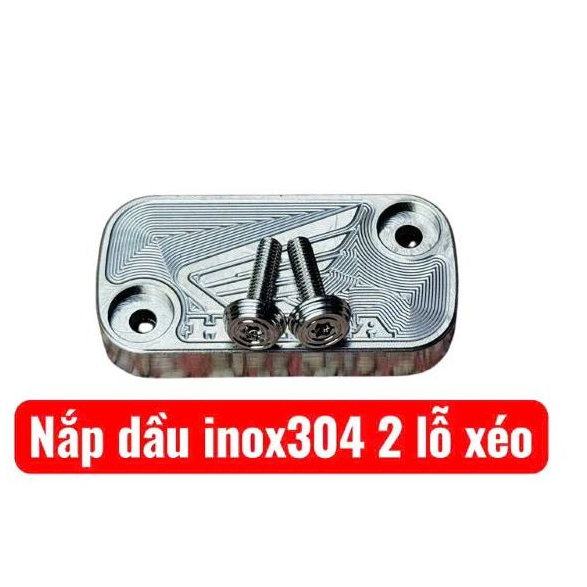 Nắp Bình Dầu CNC INOX tặng kèm Ốc Salaya gắn xe máy Wave Dream Blade RSX....2 lỗ xéo