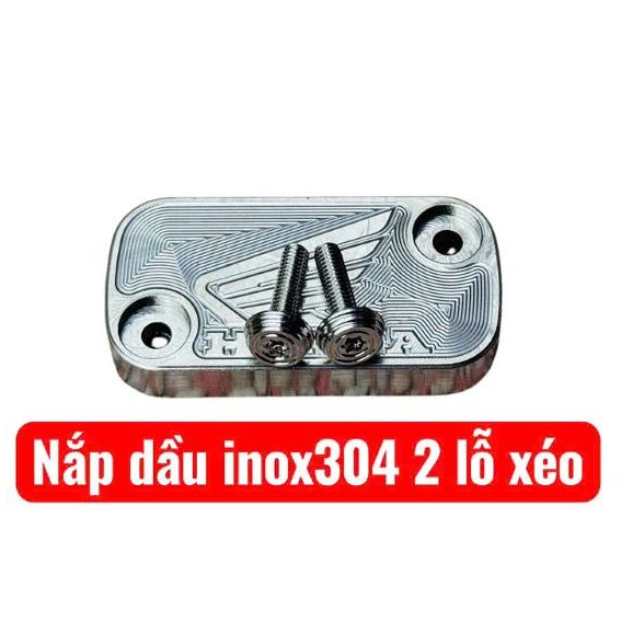 Nắp Bình Dầu CNC INOX tặng kèm Ốc Salaya gắn xe máy Wave Dream Blade RSX....2 lỗ xéo