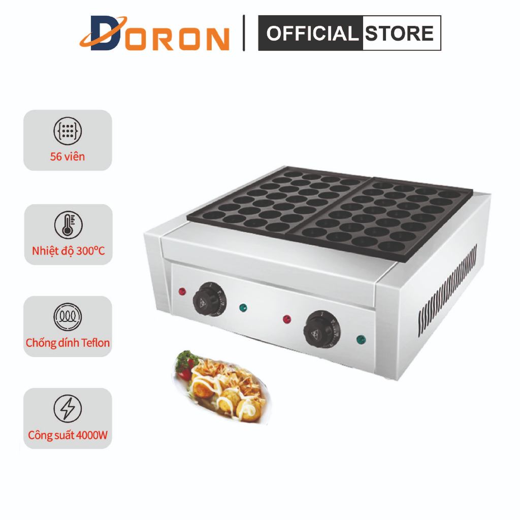 Máy làm bánh takoyaki điện 4000W khuôn đôi tốc độ gia nhiệt nhanh