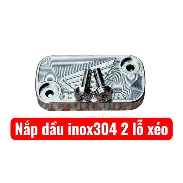Nắp Bình Dầu CNC INOX304 tặng kèm Ốc Salaya gắn xe máy Wave Dream Blade RSX....2 lỗ xéo