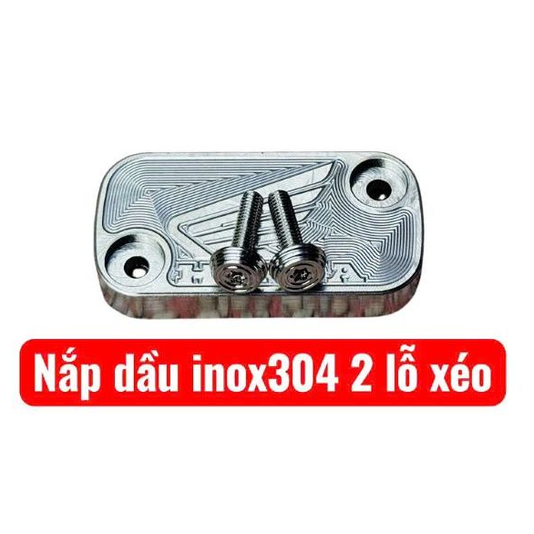 Nắp Bình Dầu CNC INOX304 tặng kèm Ốc Salaya gắn xe máy Wave Dream Blade RSX....2 lỗ xéo