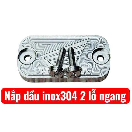 Nắp Bình Dầu CNC INOX304 tặng kèm Ốc Salaya gắn xe vario18, airblade ….2 lỗ ngang