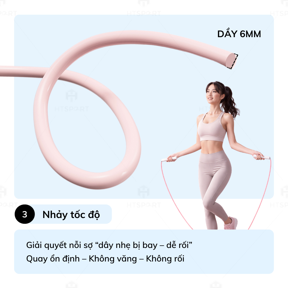 Dây Nhảy Tốc Độ JUMP ROPE - Chất Liệu PVC Dày 6MM Hỗ Trợ Luyện Skill Không Bị Xoắn Dây, Tập Thể Lực Cardio Tại Nhà