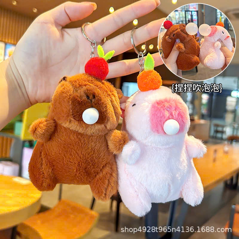 Móc khóa capybara nhôi bông Chuột lang nước siêu cute, móc khóa balo hottrend