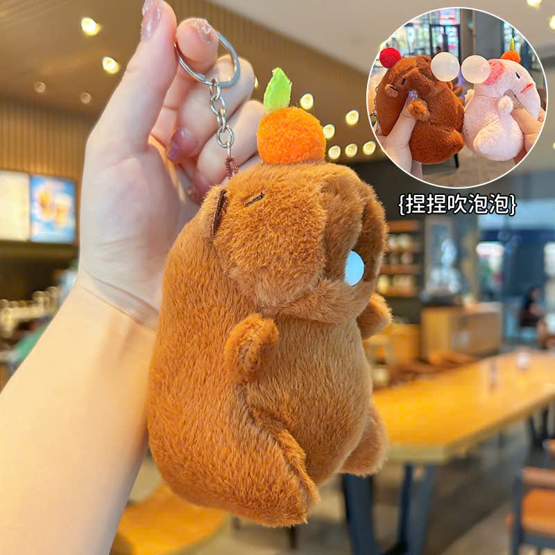 Móc khóa capybara nhôi bông Chuột lang nước siêu cute, móc khóa balo hottrend