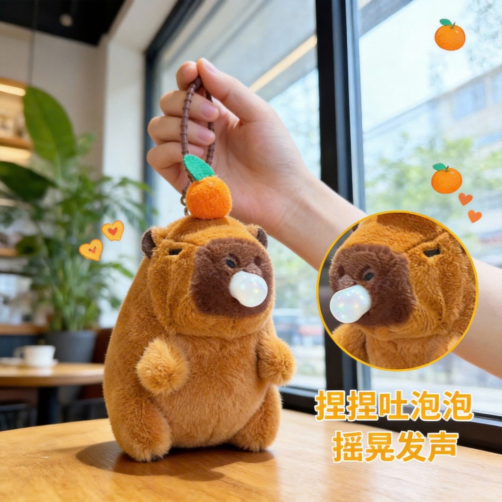 Móc khóa capybara nhôi bông Chuột lang nước siêu cute, móc khóa balo hottrend