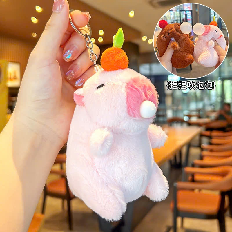 Móc khóa capybara nhôi bông Chuột lang nước siêu cute, móc khóa balo hottrend