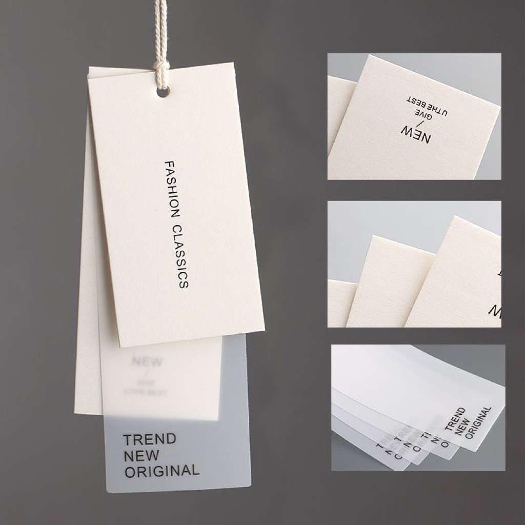 [Sẵn đen , trắng]Combo 100c Tag Quần Áo Nhãn 3 chi tiết In Cotton+100 tag giấy,tặng kèm 100 dây treo cho mác quần áo ❤️