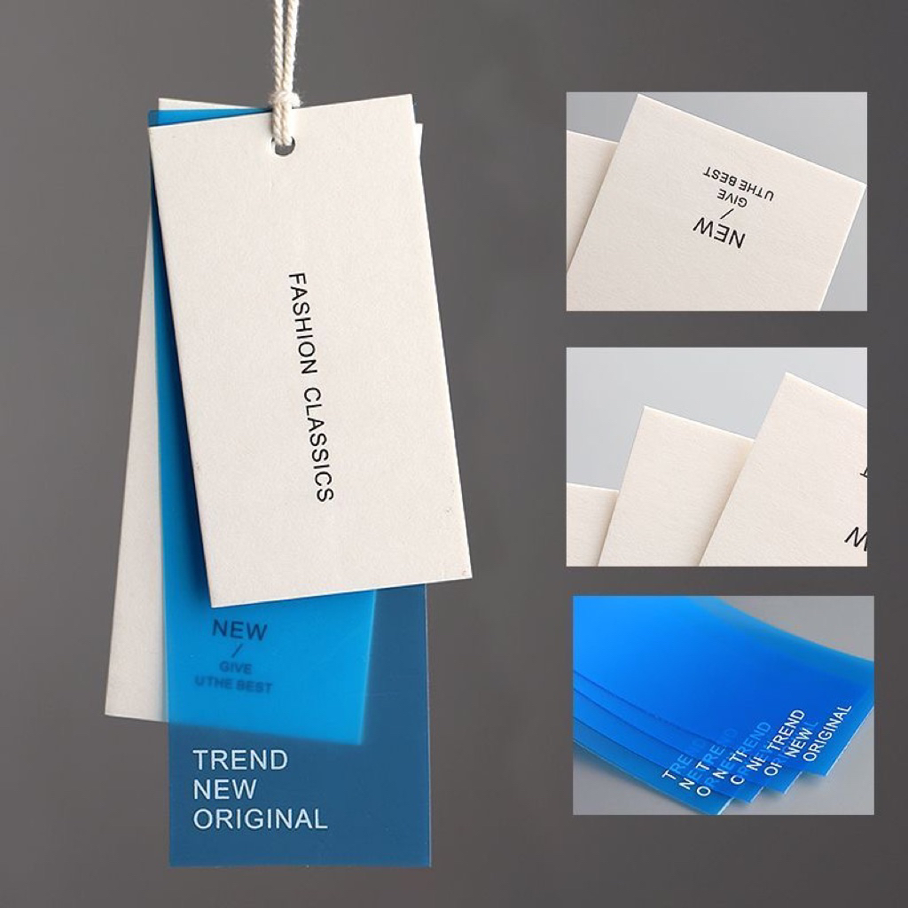 [Sẵn đen , trắng]Combo 100c Tag Quần Áo Nhãn 3 chi tiết In Cotton+100 tag giấy,tặng kèm 100 dây treo cho mác quần áo ❤️