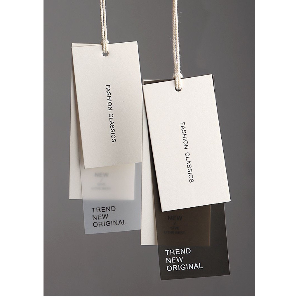 [Sẵn đen , trắng]Combo 100c Tag Quần Áo Nhãn 3 chi tiết In Cotton+100 tag giấy,tặng kèm 100 dây treo cho mác quần áo ❤️