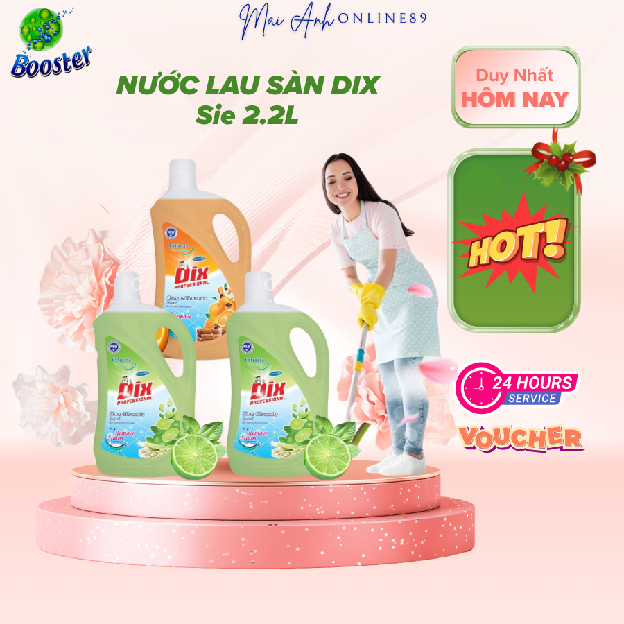 Nước lau sàn DIX hương cam quế/ Chanh sả, chai 2kg - HÀNG CHÍNH HÃNG