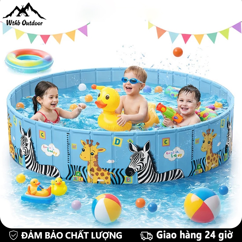 WTHB Outdoor hồ bơi cho bé, Bể bơi, Chất liệu PVC chống mài mòn, Có thể gấp gọn, Dung tích lớn, Tiện mang theo