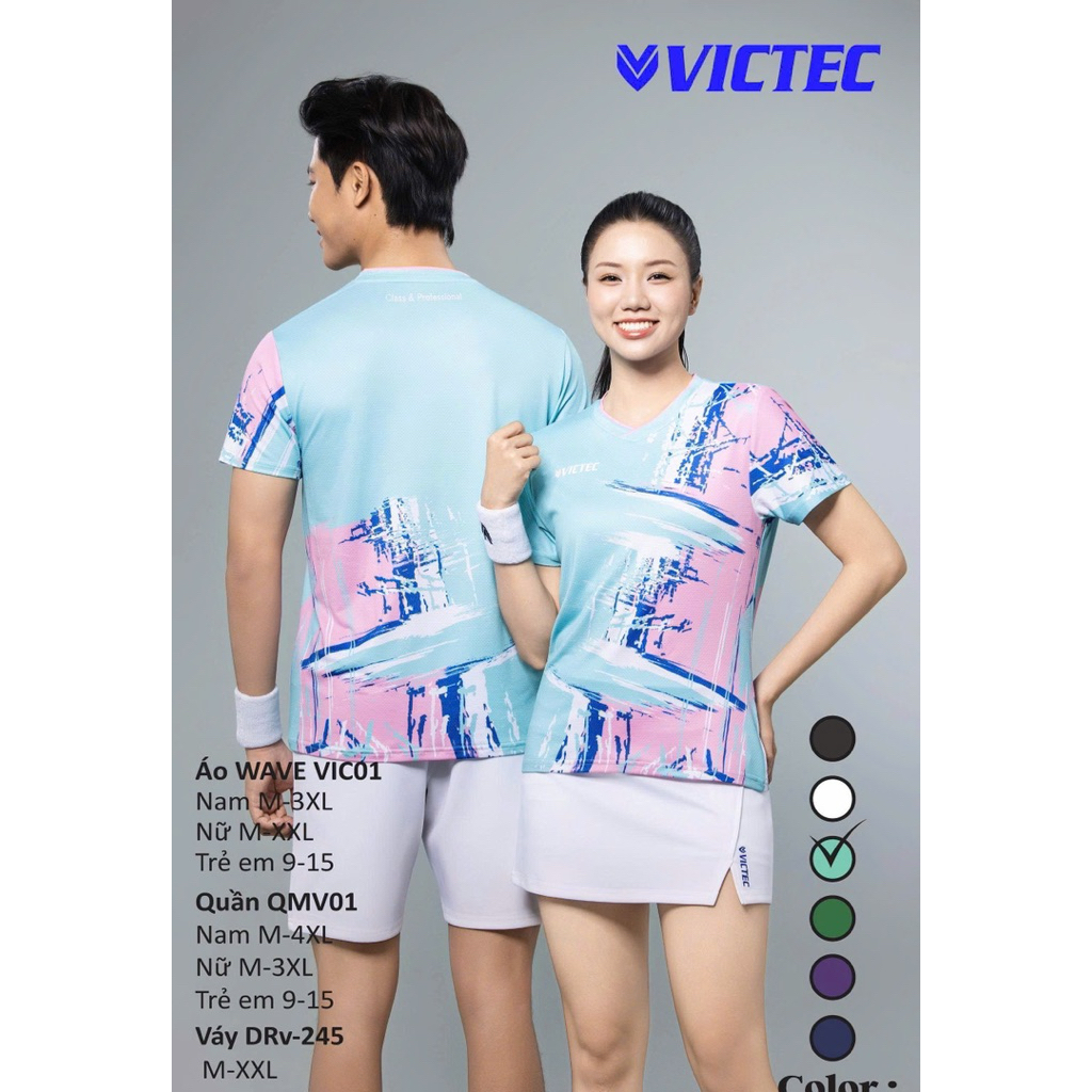 Áo Cầu Lông Nam Nữ Victec Cổ tim