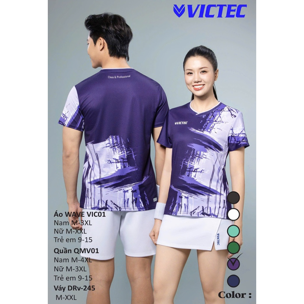 Áo Cầu Lông Nam Nữ Victec Cổ tim