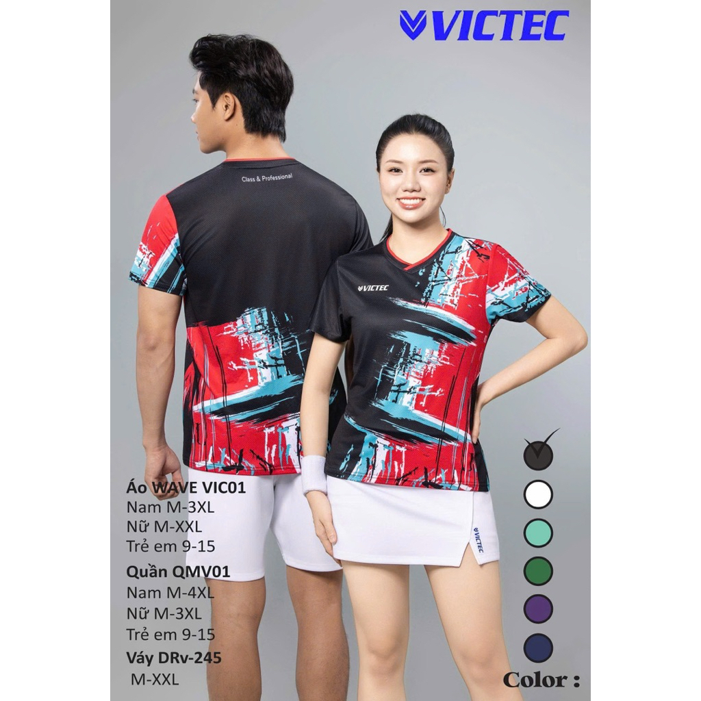Áo Cầu Lông Nam Nữ Victec Cổ tim